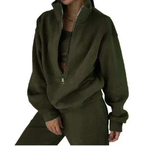 Women'S Fashion Fleece Solid Color Sports Casual Suit  Pre2brand