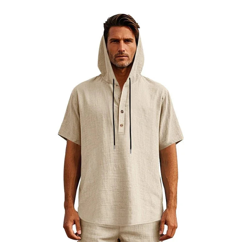 European And American Linen Short-Sleeved Men'S T-Shirt Simple  Pre2brand