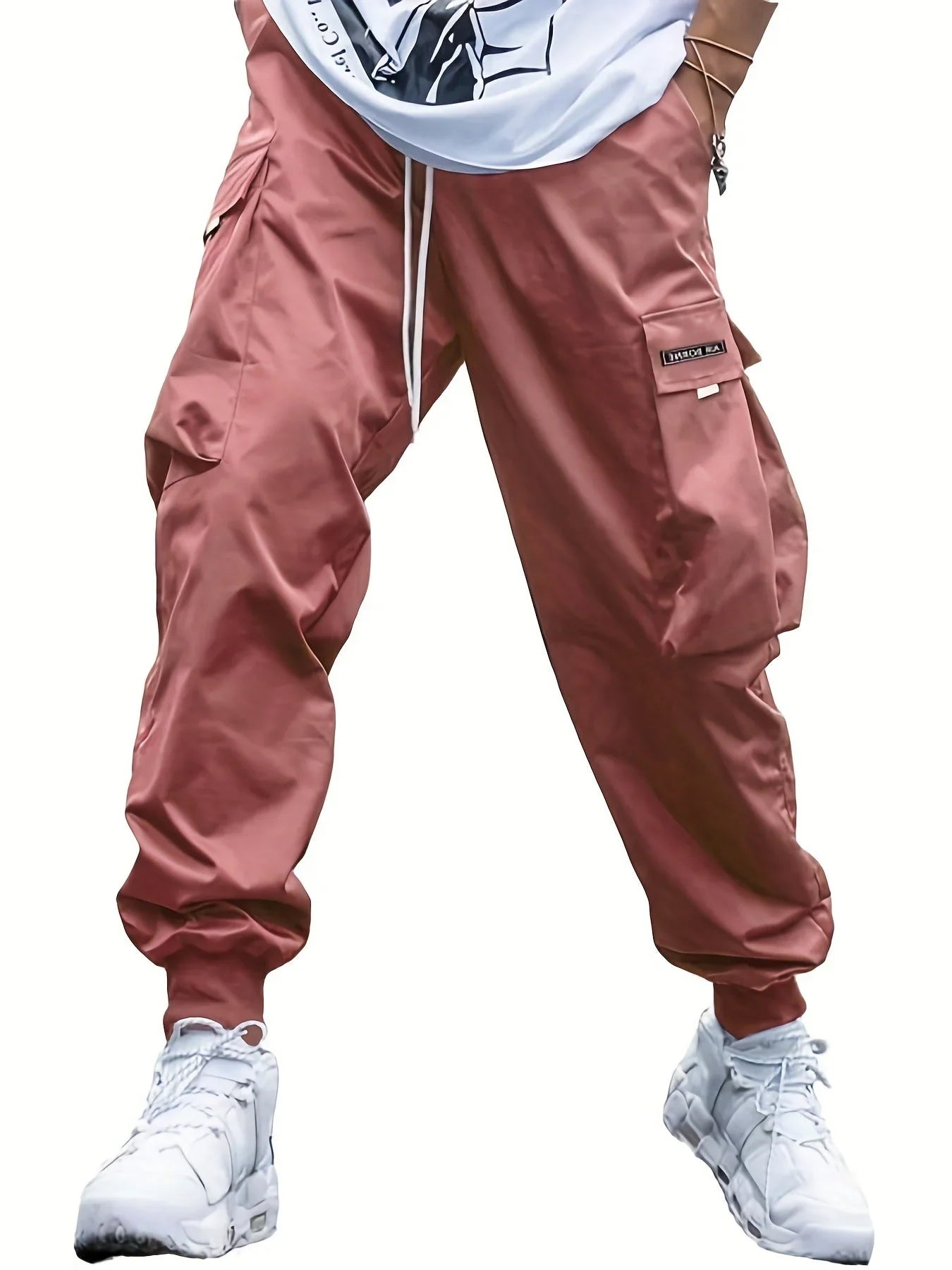 Men’S Multi-Pocket Cargo Pants – Drawstring Streetwear Trousers  Pre2brand