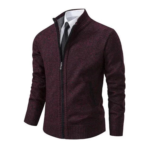 Men'S Solid Color Stand Collar Cardigan Sweaters Coat  Pre2brand