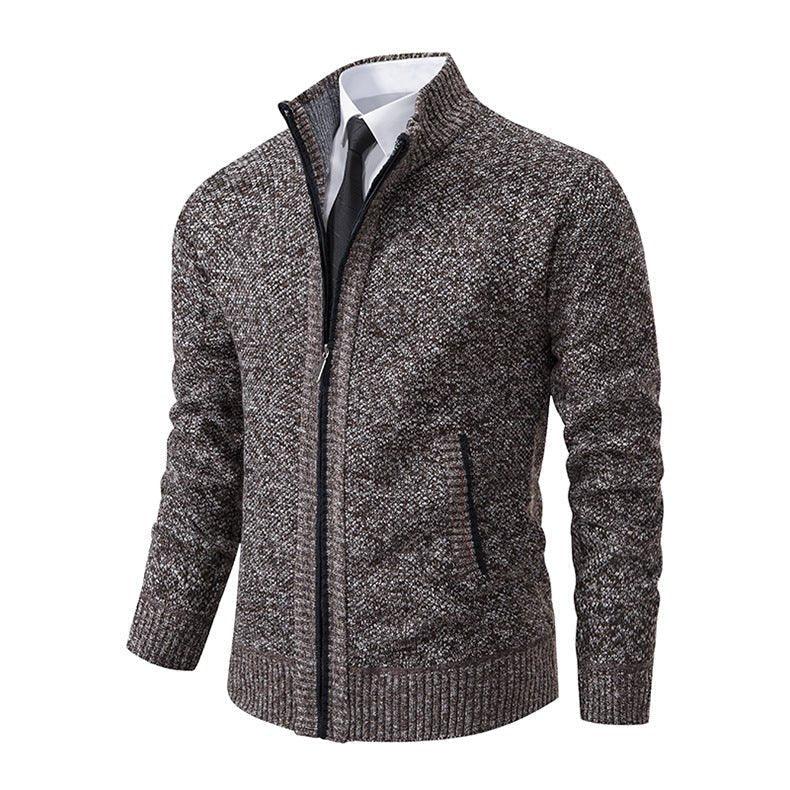 Men'S Solid Color Stand Collar Cardigan Sweaters Coat  Pre2brand