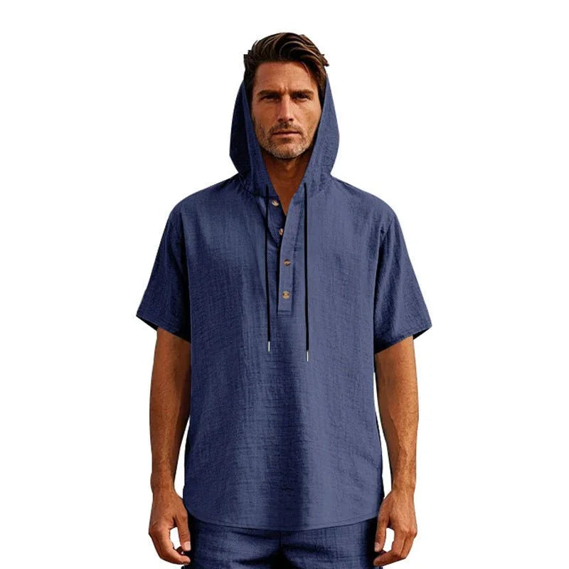 European And American Linen Short-Sleeved Men'S T-Shirt Simple  Pre2brand