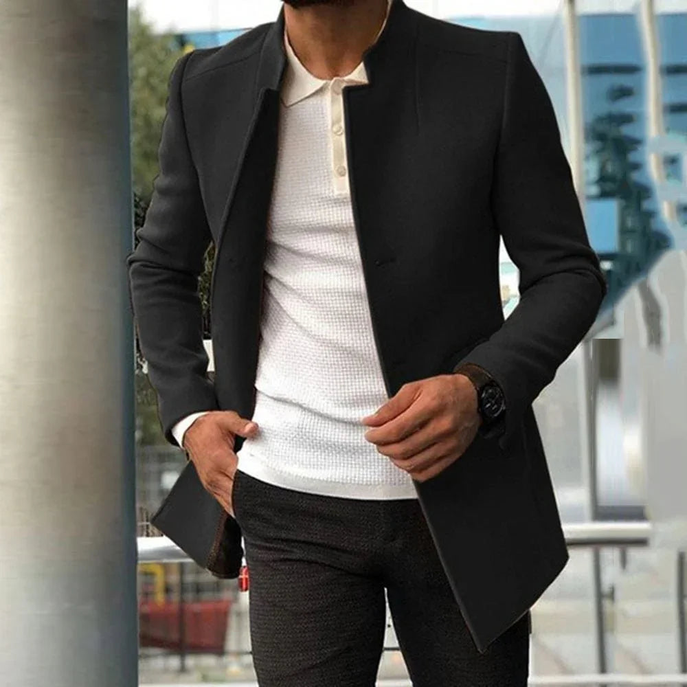 Men'S Slim Coat Fashion Single-Breasted Solid Color Business Jackets Fall And Winter Tops Outwear Clothing  Pre2brand
