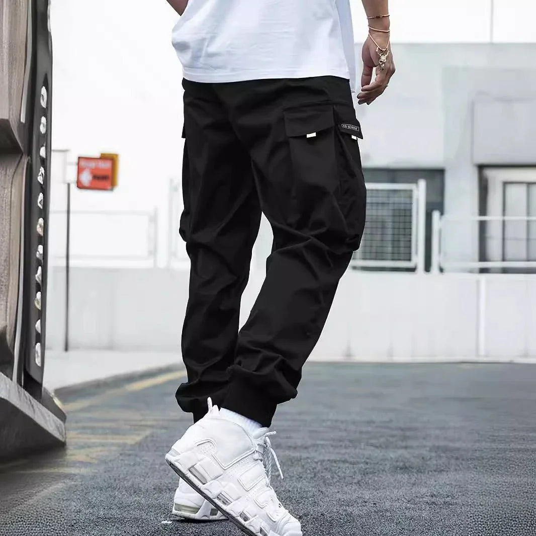 Men’S Multi-Pocket Cargo Pants – Drawstring Streetwear Trousers  Pre2brand
