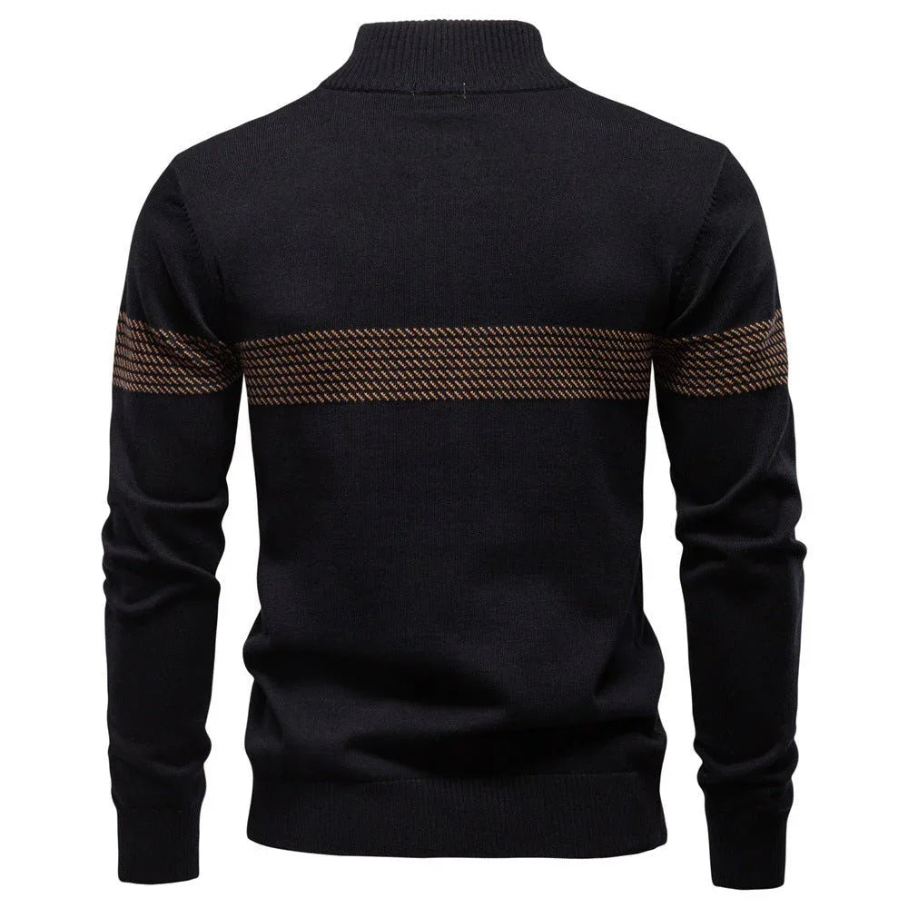 Mens Casual Half-Collar Zip-Up Sweater Top  Pre2brand
