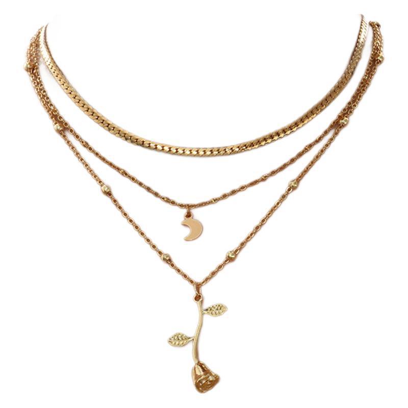 Women's Bohemian Moon & Rose Flower Choker Necklace  Pre2brand