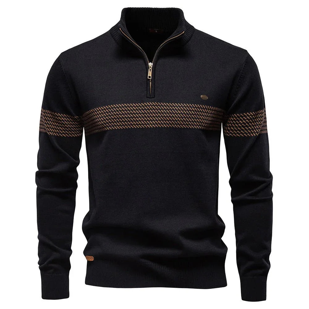 Mens Casual Half-Collar Zip-Up Sweater Top  Pre2brand