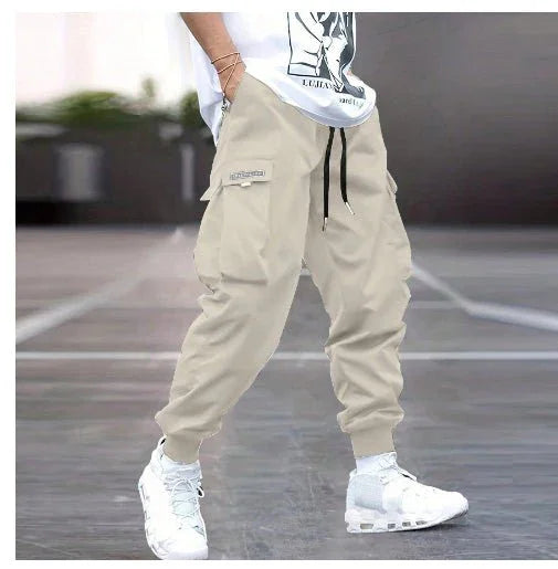 Men’S Multi-Pocket Cargo Pants – Drawstring Streetwear Trousers  Pre2brand