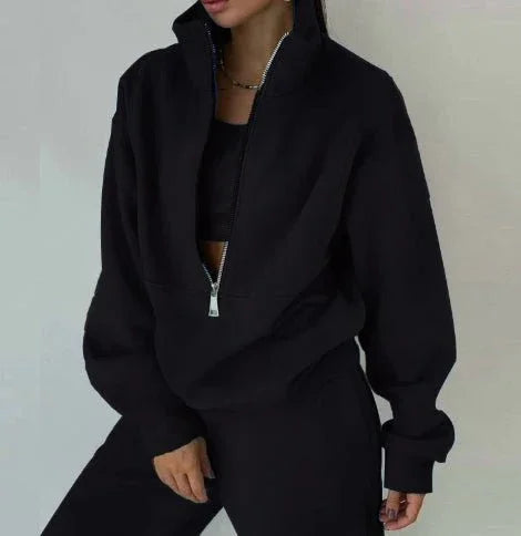 Women'S Fashion Fleece Solid Color Sports Casual Suit  Pre2brand