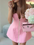 Women's Strapless Zip-Up Mini Dress  Pre2brand