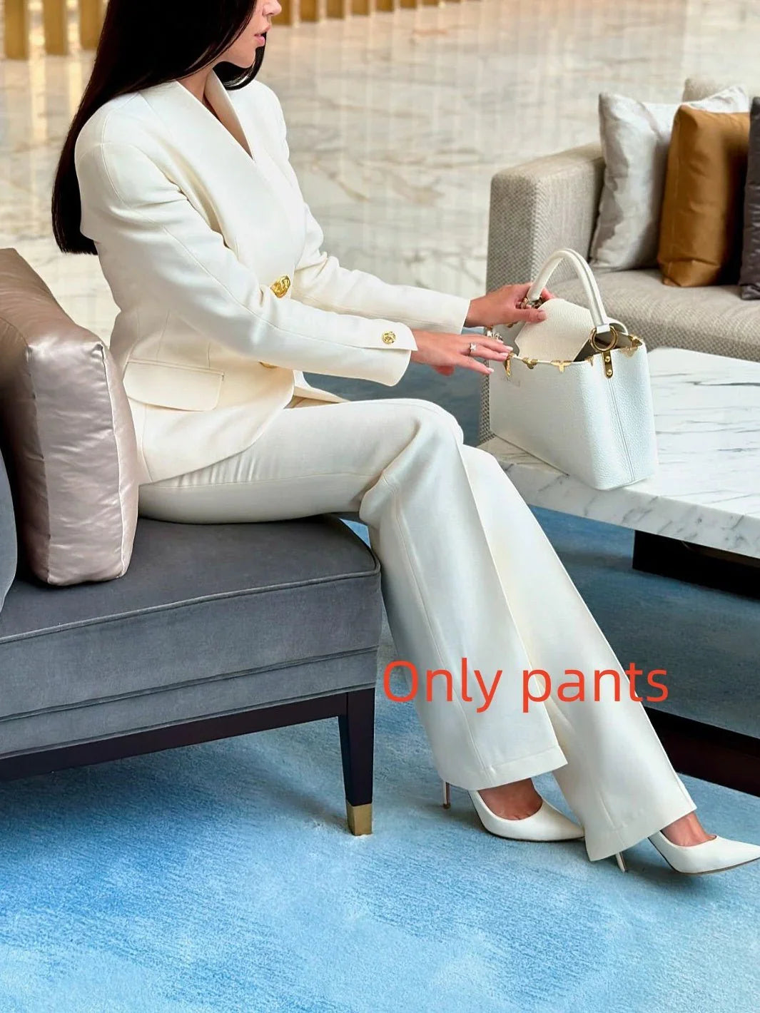 Solid Color Single-Breasted Blazer & High-Waisted Pants Set  Pre2brand