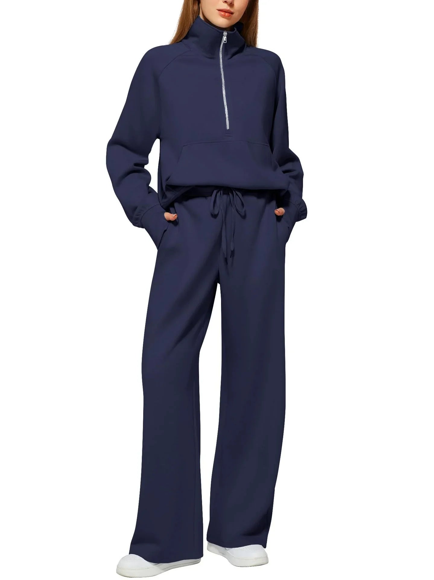 Women's Half-Zip Sweatshirt & Wide-Leg Pants Set  Pre2brand