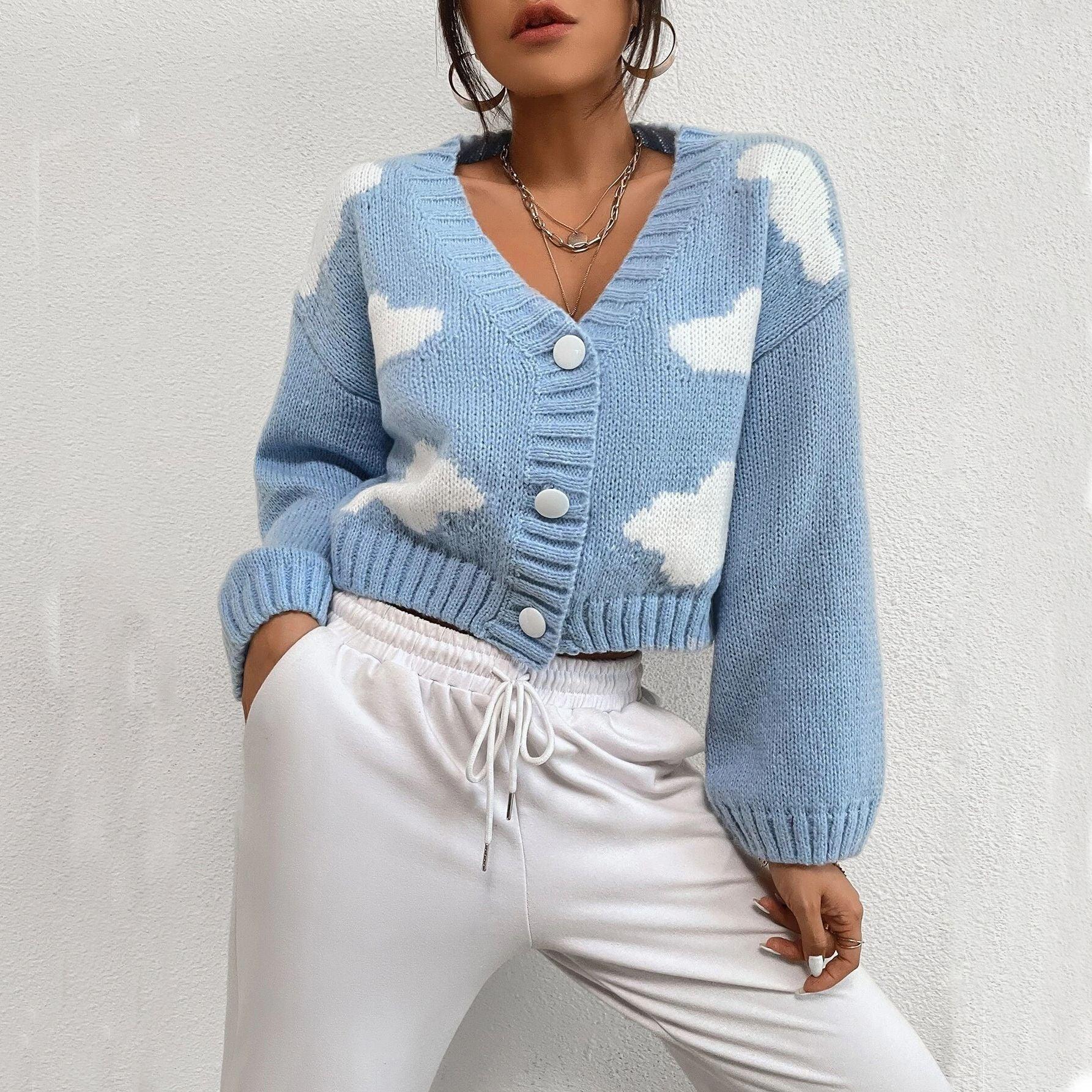 Loose V Neck Long Sleeve Knit Women'S Top  Pre2brand