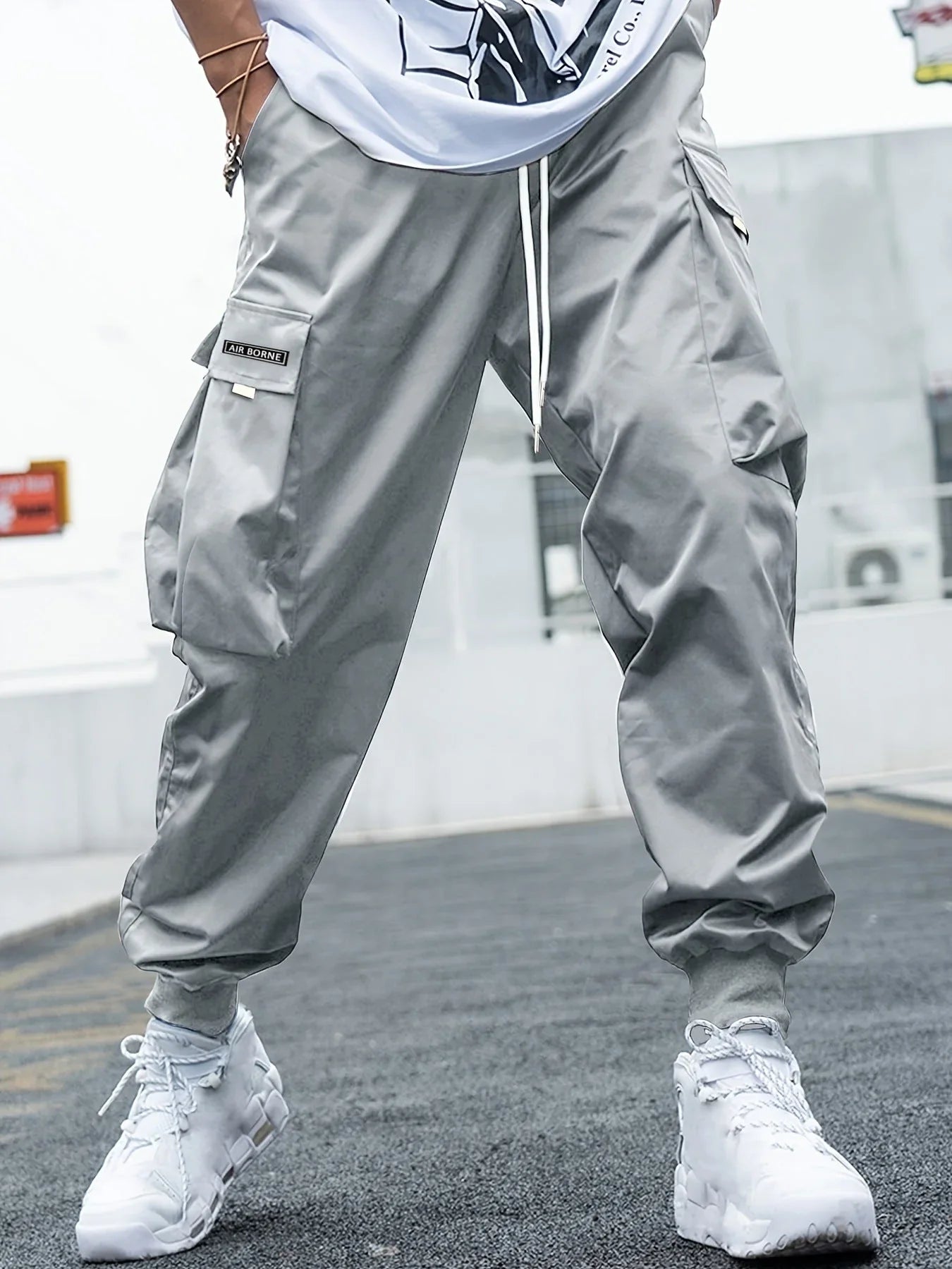 Men’S Multi-Pocket Cargo Pants – Drawstring Streetwear Trousers  Pre2brand