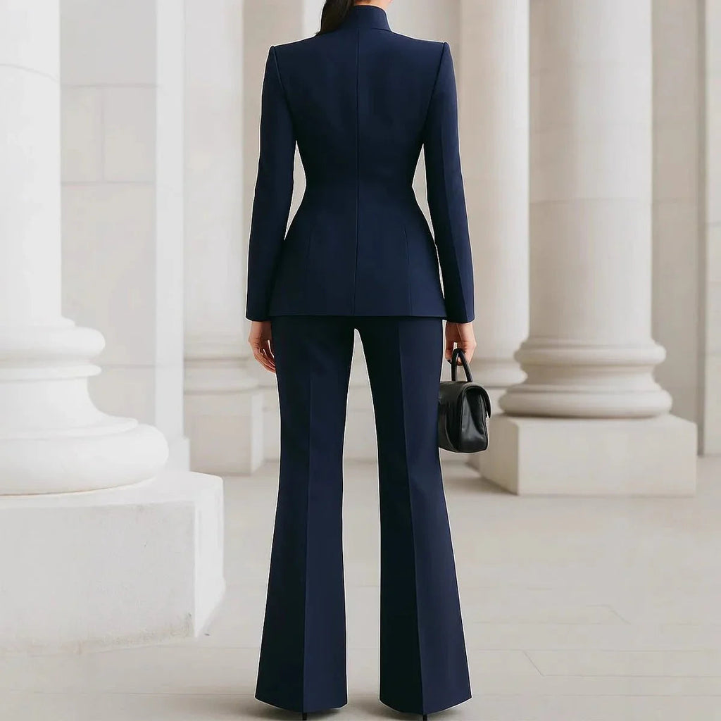 Long Sleeve Solid Color Pocket One Button Small Suit Two-Piece Pants  Pre2brand