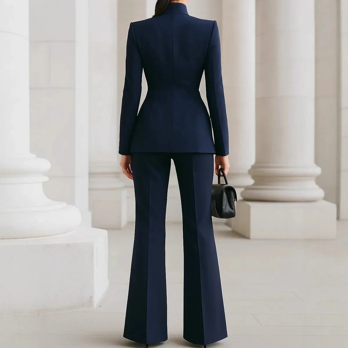 Long Sleeve Solid Color Pocket One Button Small Suit Two-Piece Pants  Pre2brand