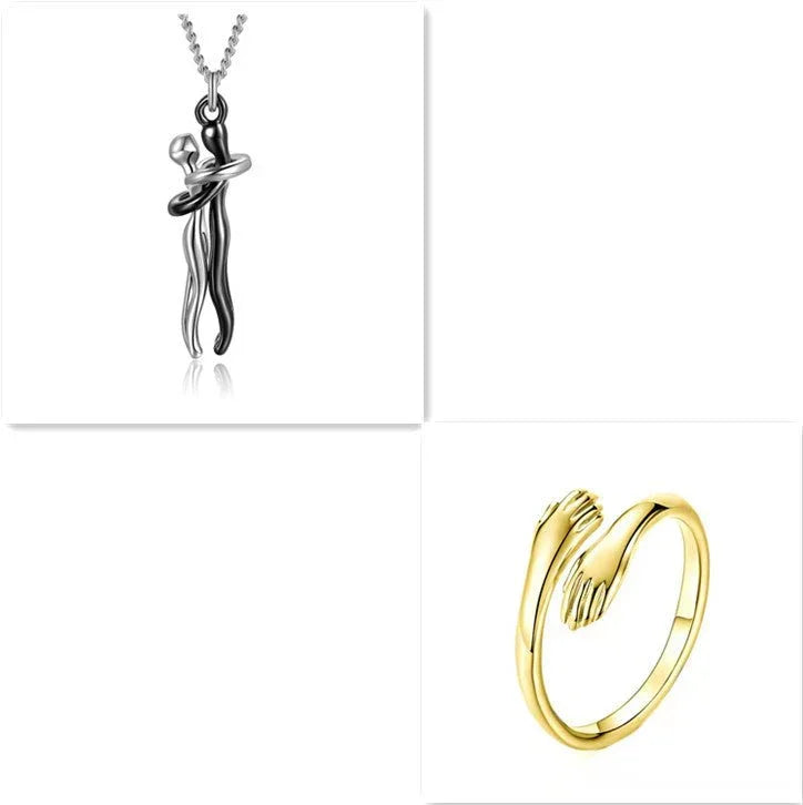 Unisex Love Hug Couple Clavicle Chain Necklace  Pre2brand