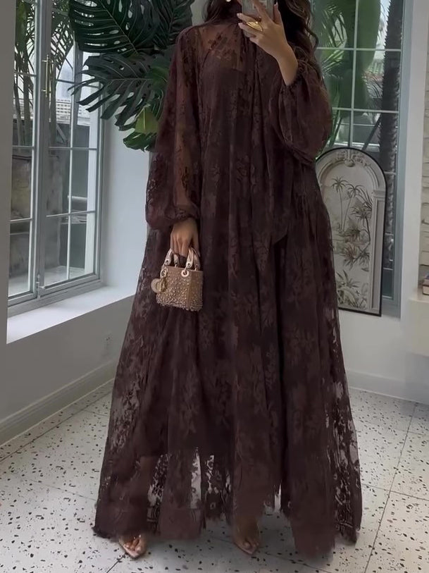 Lace Tie Double Layer Swing Dress – image 3 of 4