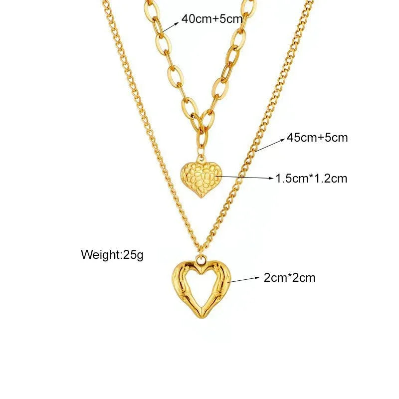 Women's Angel Wings Double Heart Love Necklace Set  Pre2brand