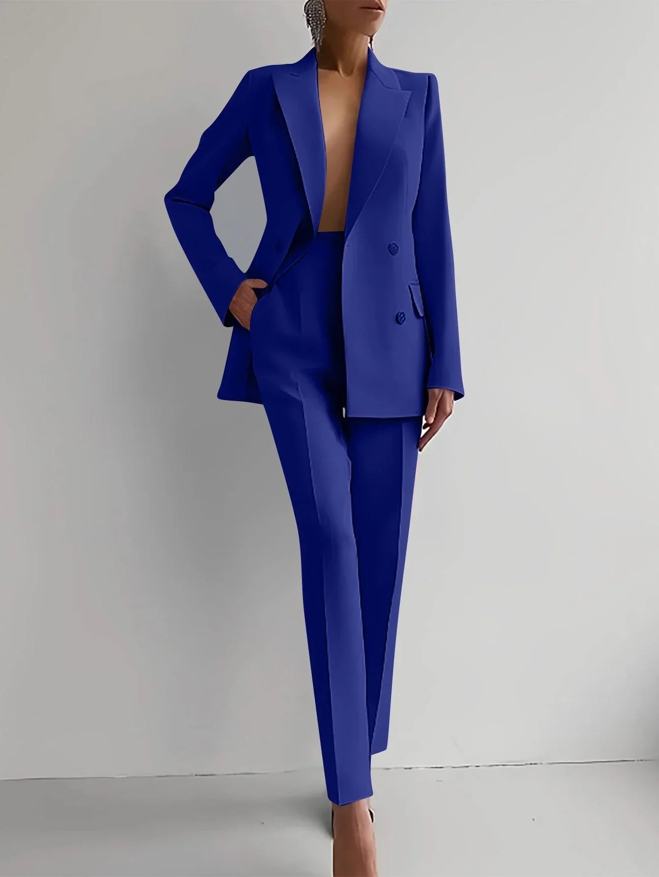 Single-Breasted Jacket Top And Slim Fit Trousers Wome Suits  Pre2brand