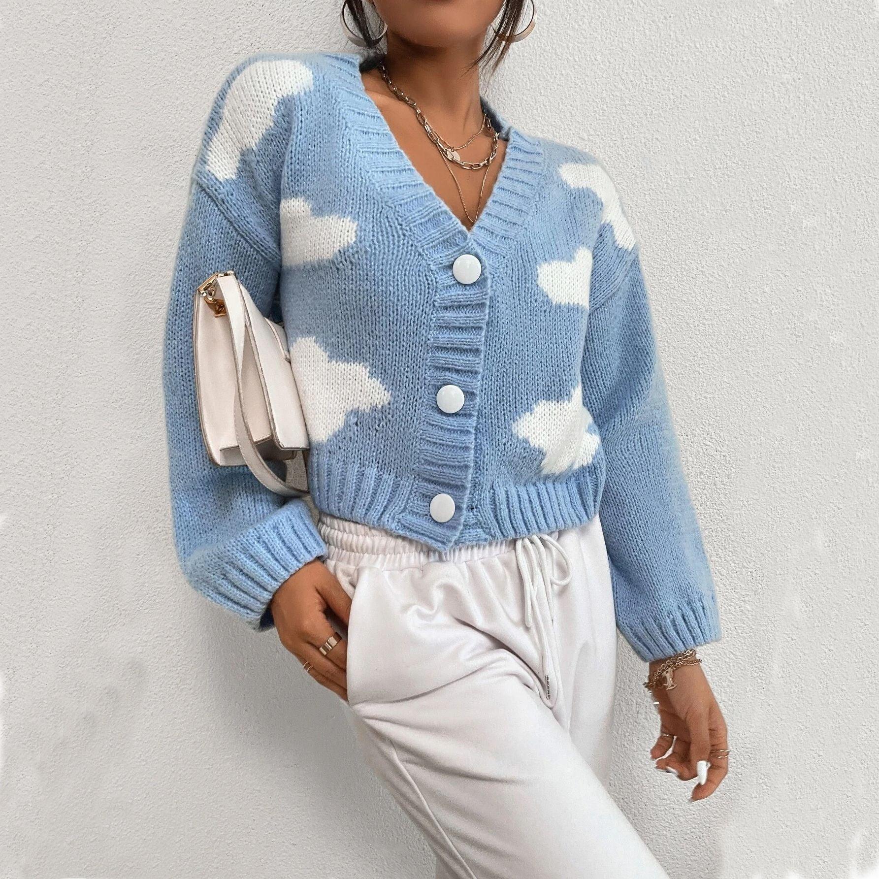 Loose V Neck Long Sleeve Knit Women'S Top  Pre2brand