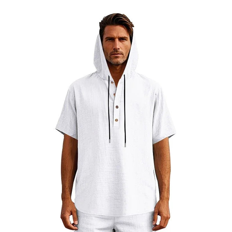 European And American Linen Short-Sleeved Men'S T-Shirt Simple  Pre2brand