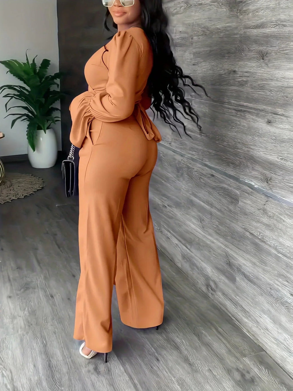 Women's Cross V-Neck Long Sleeve Trouser Suit  Pre2brand