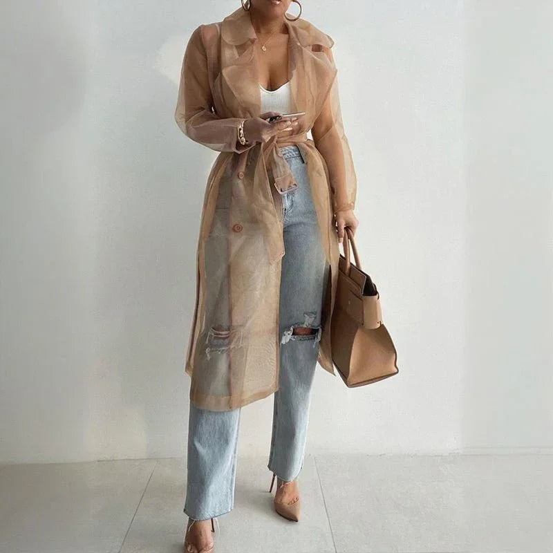 Women's Sheer Cardigan With Belt  Pre2brand