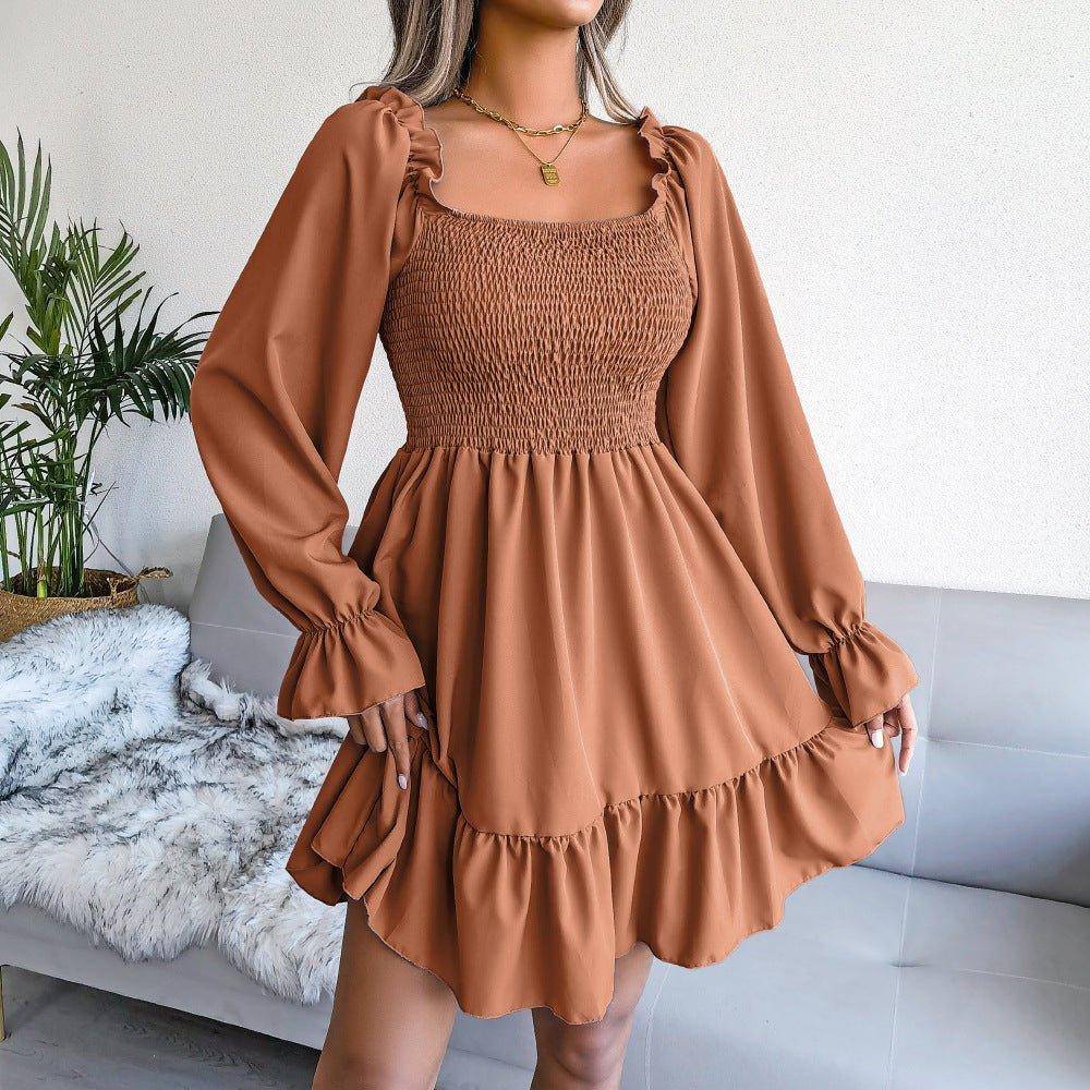 Women's Square Neck Ruffle Swing Dress  Pre2brand