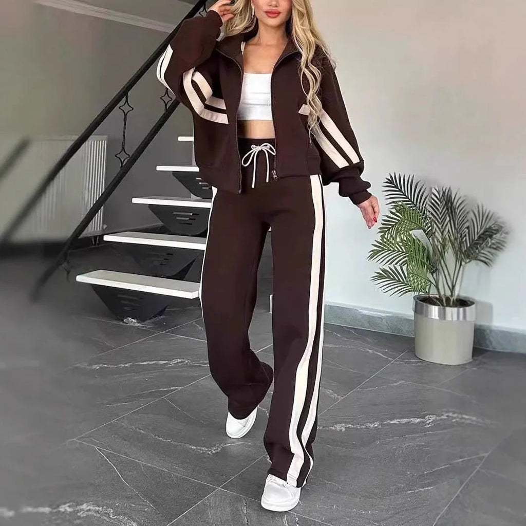 Women's Casual Zipper Coat & Trousers Set  Pre2brand