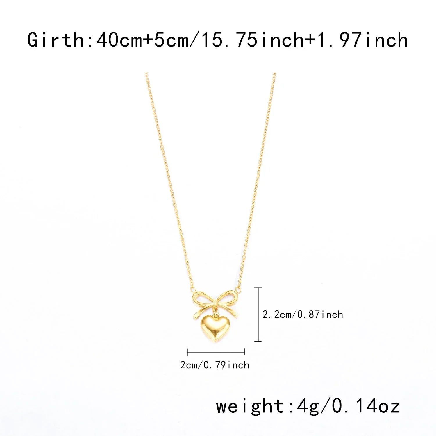 Women's Stainless Steel Heart Bowknot Choker Necklace  Pre2brand