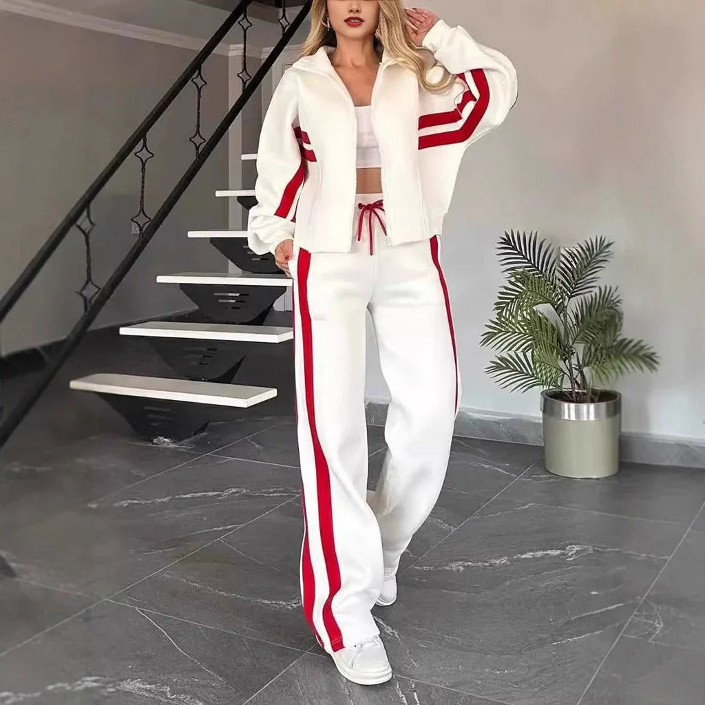 Women's Casual Zipper Coat & Trousers Set  Pre2brand