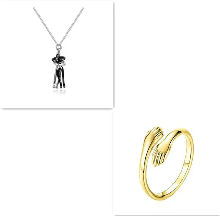 Unisex Love Hug Couple Clavicle Chain Necklace  Pre2brand