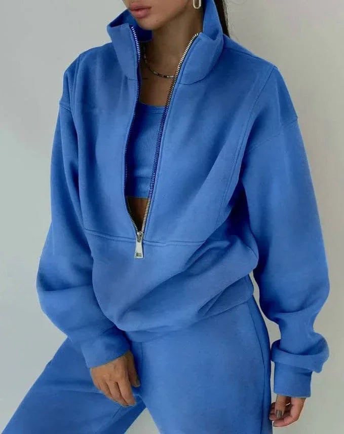 Women'S Fashion Fleece Solid Color Sports Casual Suit  Pre2brand