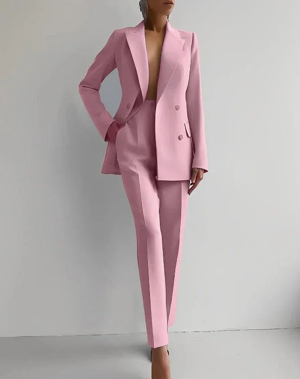 Single-Breasted Jacket Top And Slim Fit Trousers Wome Suits  Pre2brand