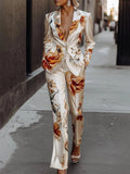 Fashion Printing Satin Long Sleeve Suit Two-Piece Set  Pre2brand