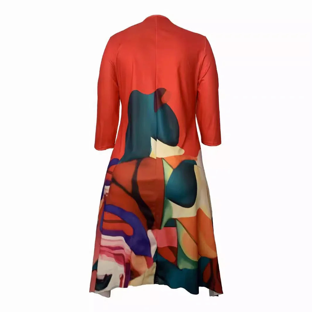 Plus Size Irregular Pattern Print Confidence Casual Straight-Leg Dress  Pre2brand