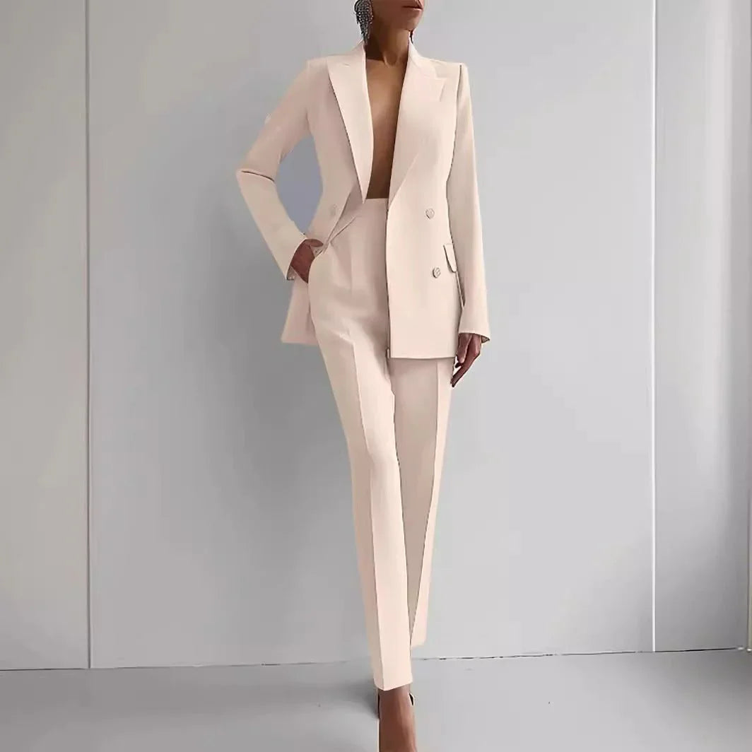 Single-Breasted Jacket Top And Slim Fit Trousers Wome Suits  Pre2brand