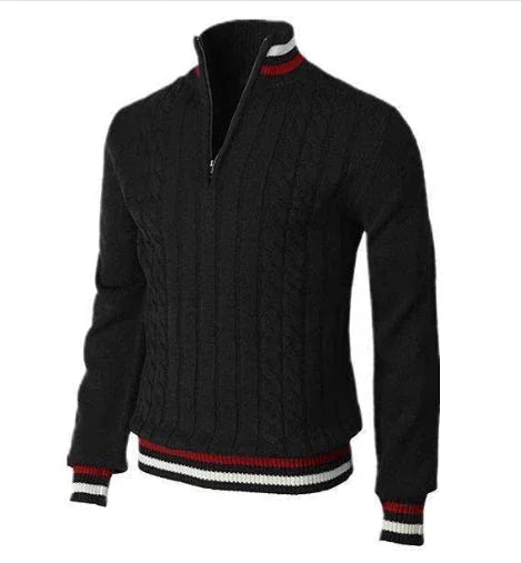 Spring And Autumn New Color Blocked High Necked Knitted Shirt  Pre2brand