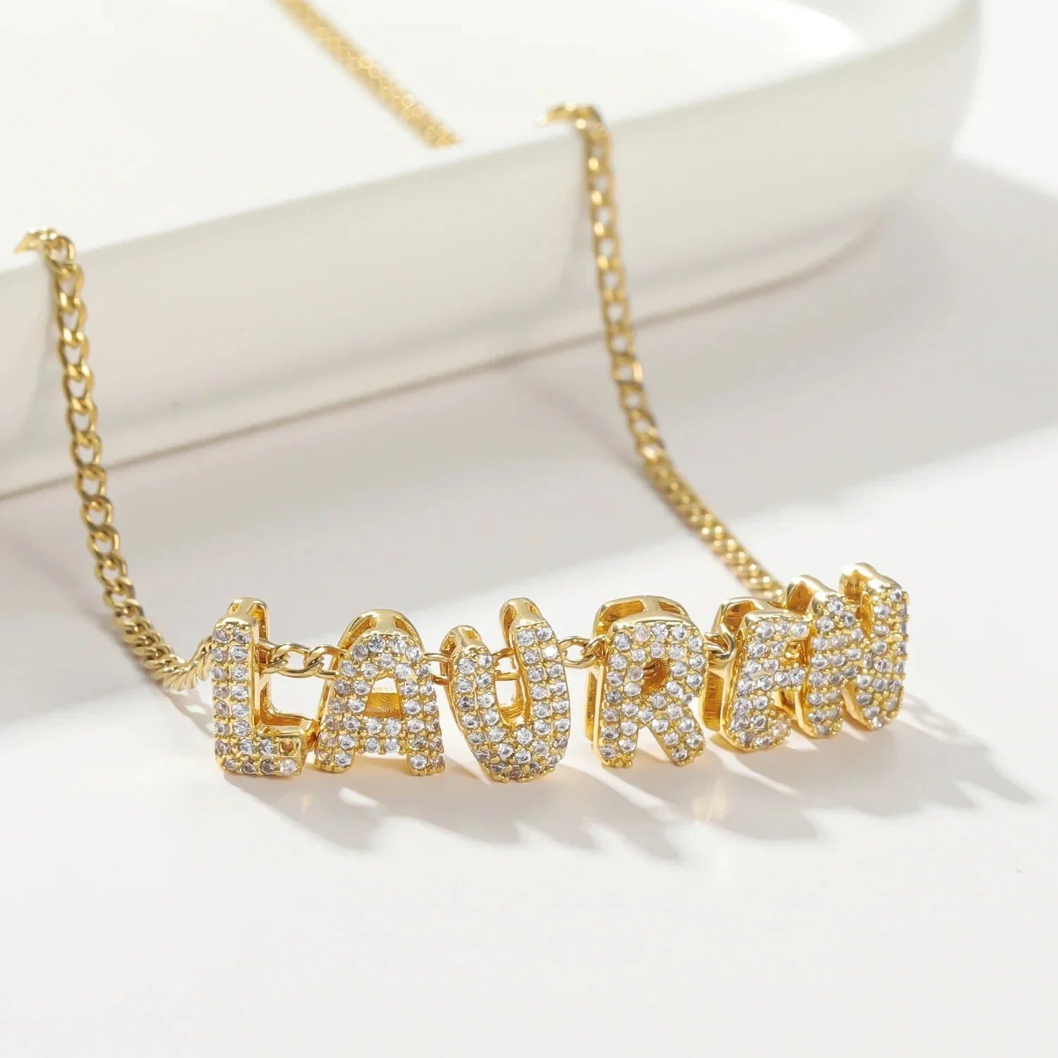 Women's 3D Crystal Bubble Name Pendant Necklace  Pre2brand