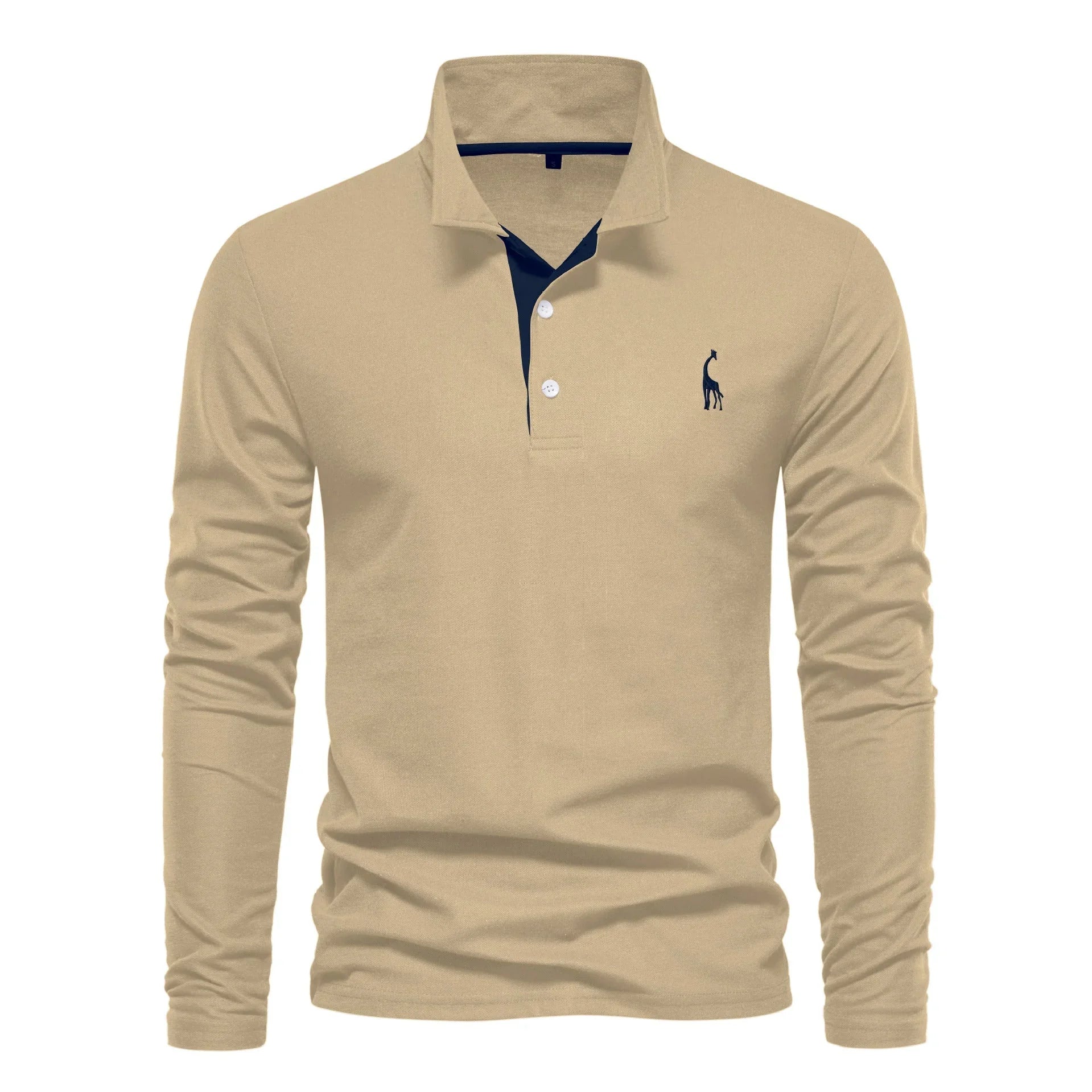 Men'S Fashion Casual Polo Collar Deer Embroidered Long Sleeve  Pre2brand