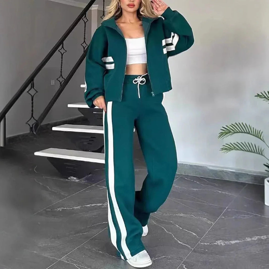 Women's Casual Zipper Coat & Trousers Set  Pre2brand
