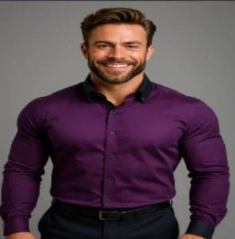 Men's Solid Color Long Sleeve Dress Shirt  Pre2brand
