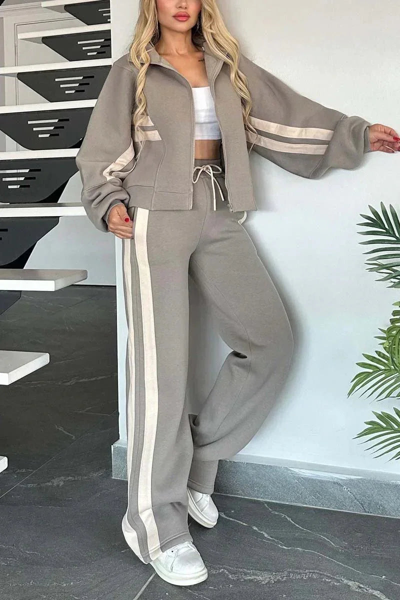 Women's Casual Zipper Coat & Trousers Set  Pre2brand