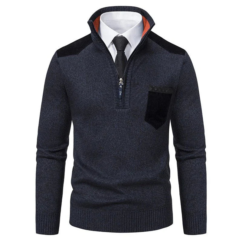 Pullover Men Sweater Thick Polo Shirts Korean Half Zipper Cold Blouse Stand Collar Autumn Winter Outerwear Luxury Cloth  Pre2brand