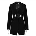 Blazer Dress Women Notched Collar Hollow Out Buttons Jacket  Pre2brand