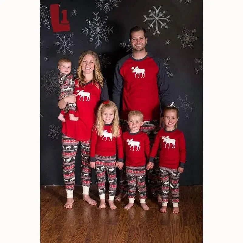 Christmas Elk Print Family Pajamas  Pre2brand