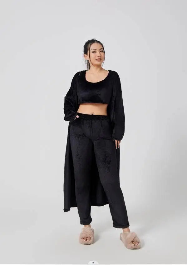Cozy Pajama Set, 3 Piece Lounge Set, Women Winter Dress  Pre2brand
