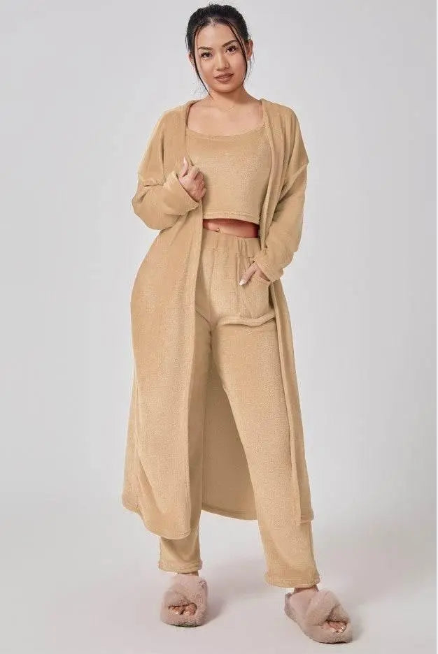 Cozy Pajama Set, 3 Piece Lounge Set, Women Winter Dress  Pre2brand