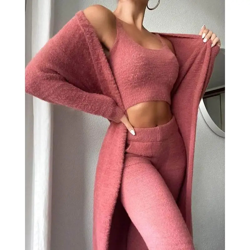 Cozy Pajama Set, 3 Piece Lounge Set, Women Winter Dress  Pre2brand